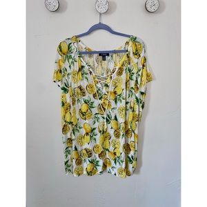 Lemon Print Blouse 3XL CHAPS